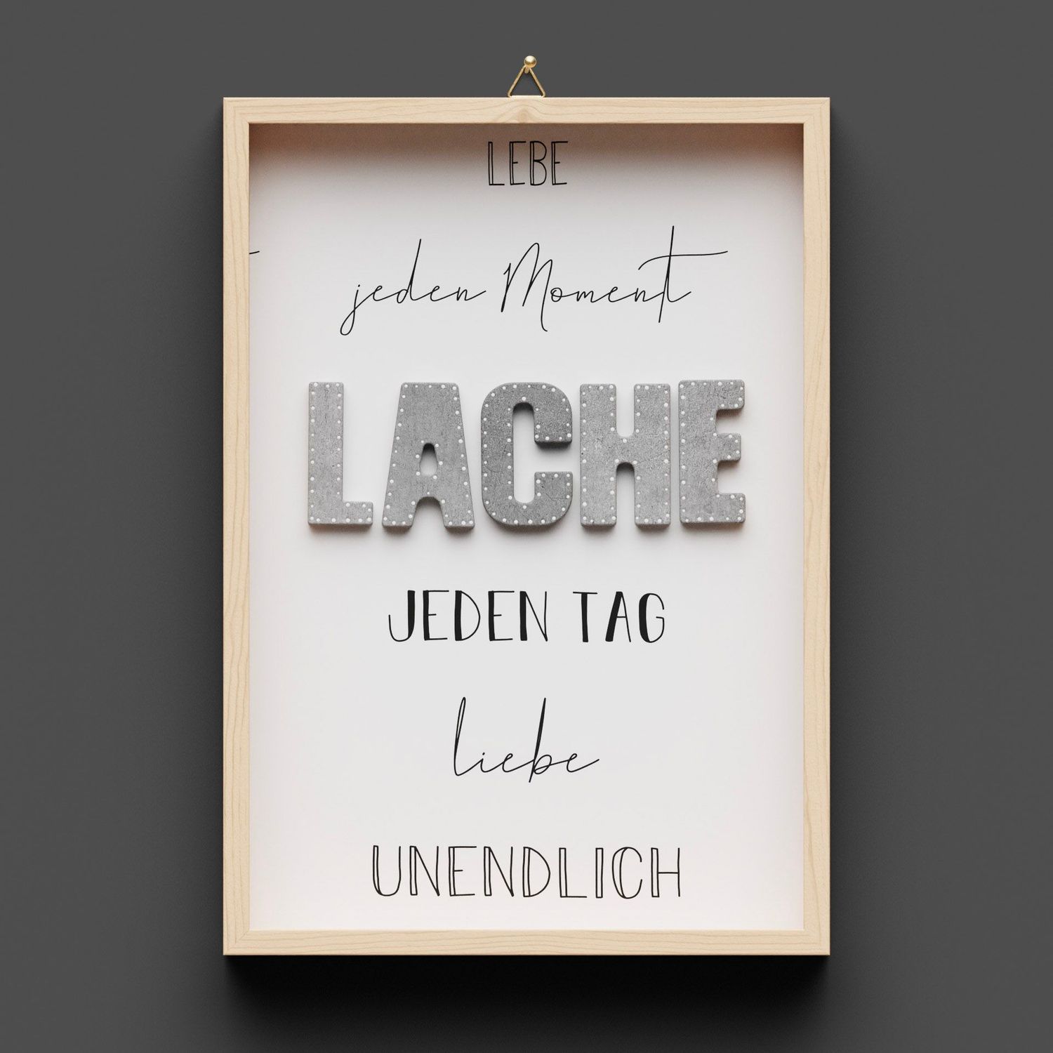 Wandbild aus Holz "LACHE"