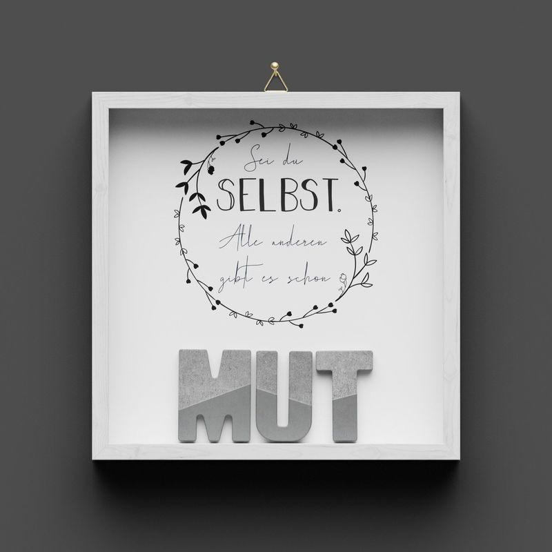 Wandbild aus Holz "MUT"