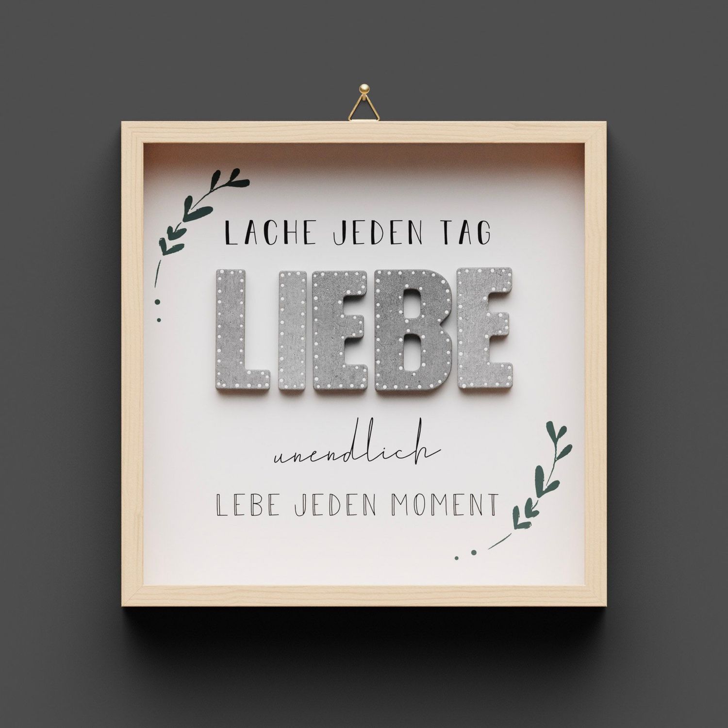 Wandbild aus Holz "LIEBE" Lache jeden Tag