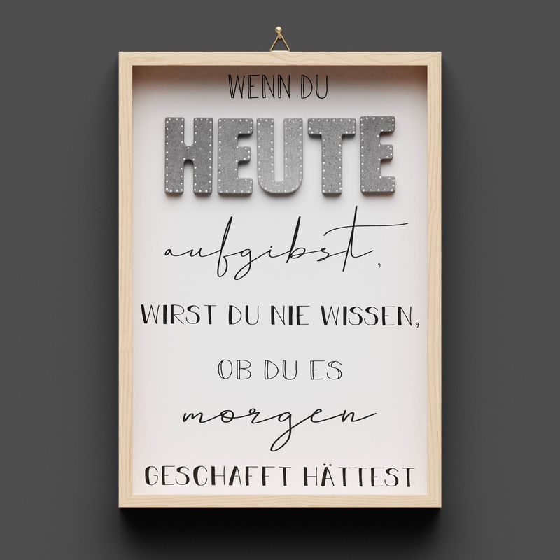 Wandbild aus Holz "HEUTE"