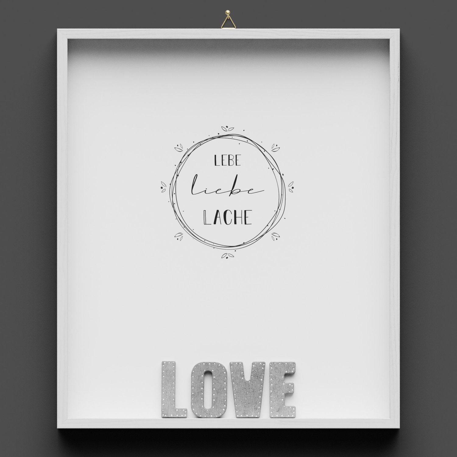 Wandbild aus Holz "LOVE" Lebe liebe lache (Verkauf nur ohne Kranz)