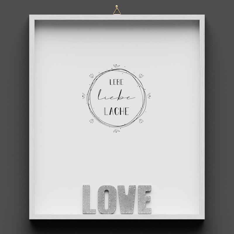 Wandbild aus Holz "LOVE" Lebe liebe lache (Verkauf nur ohne Kranz)