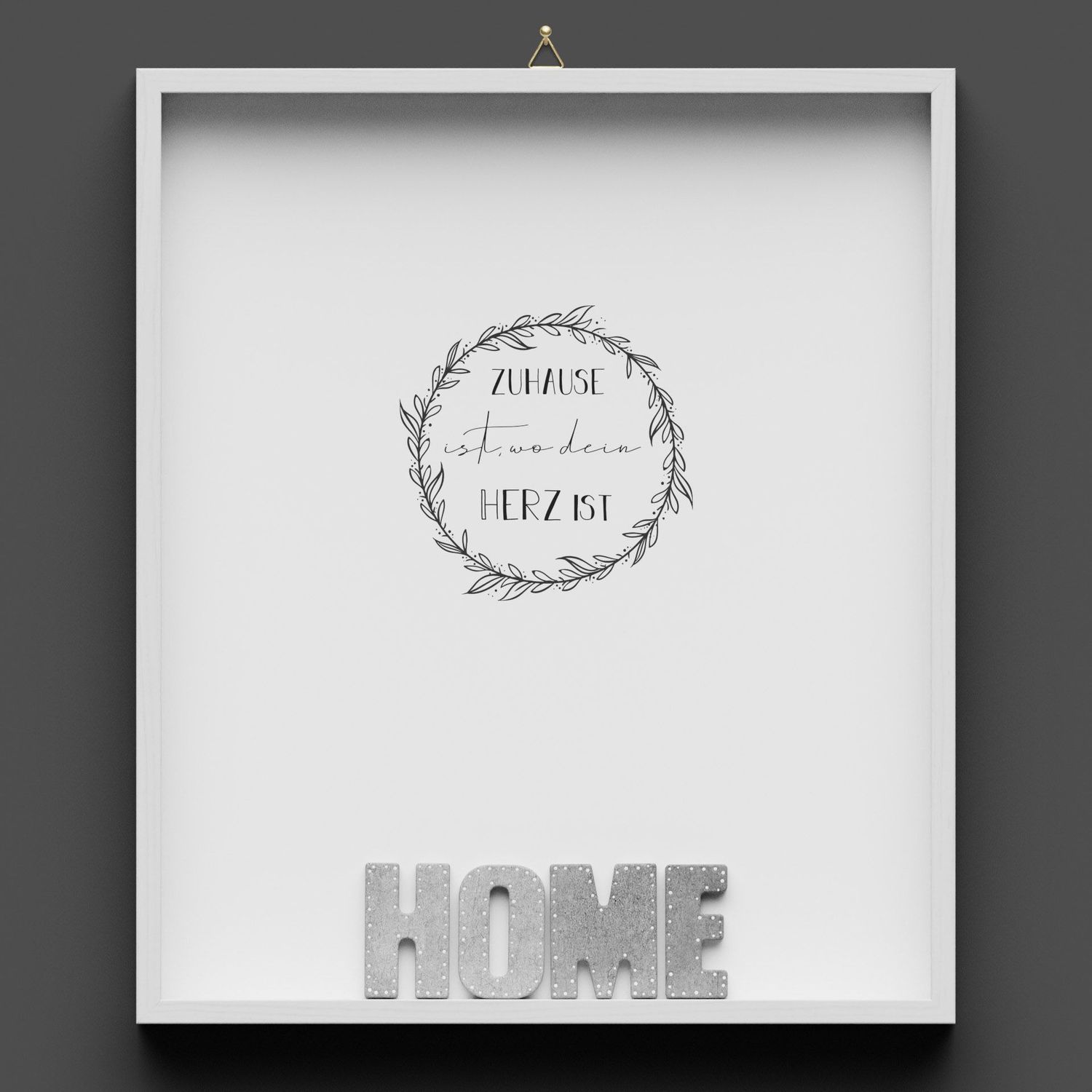 Wandbild aus Holz "HOME" Zuhause ist wo dein Herz ist (Verkauf nur ohne Kranz)