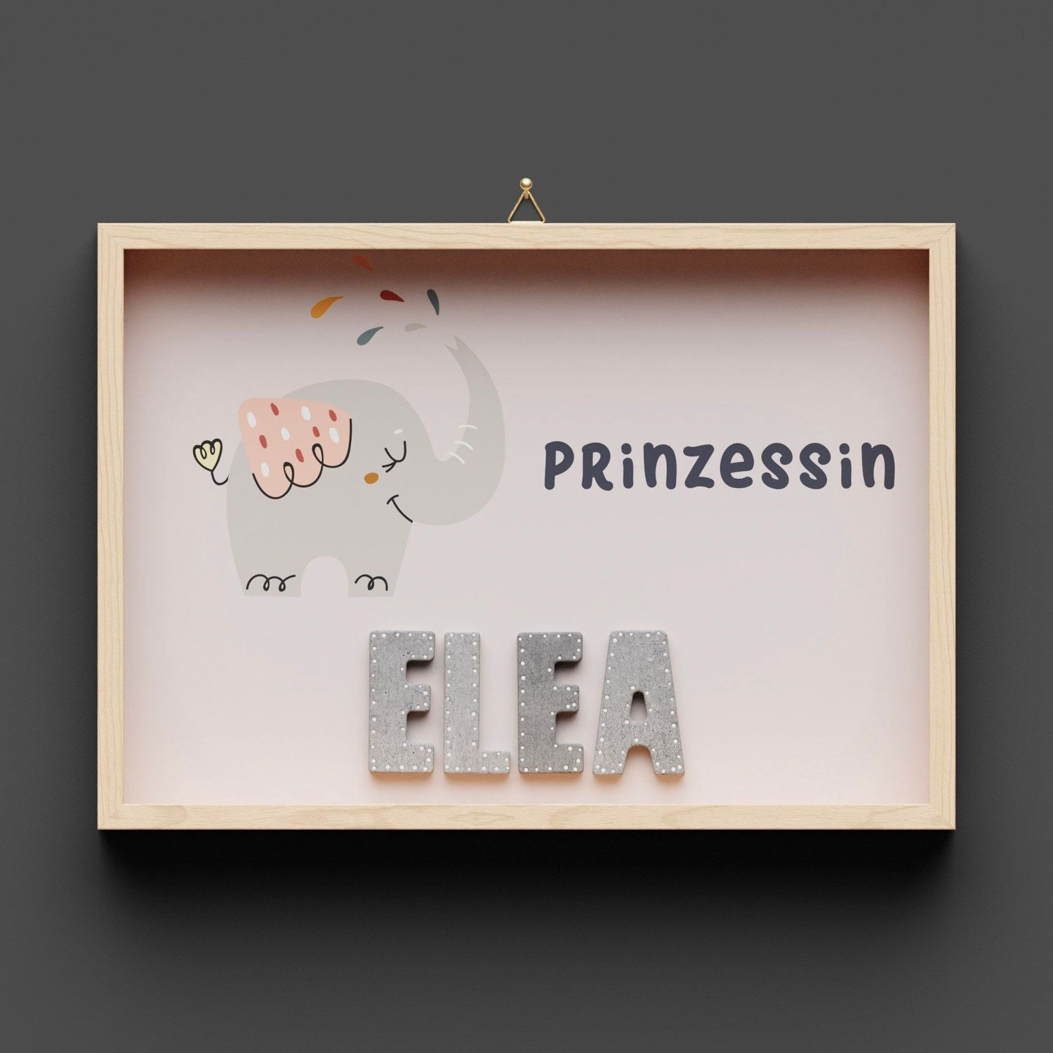 Wandbild aus Holz mit Namen, Prinzessin