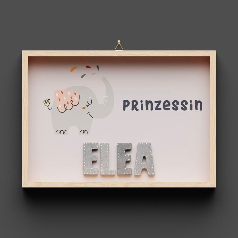 Wandbild aus Holz mit Namen, Prinzessin