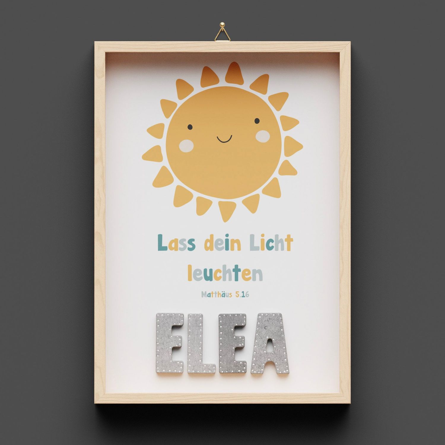 Wandbild aus Holz, "SHINE" Sonne