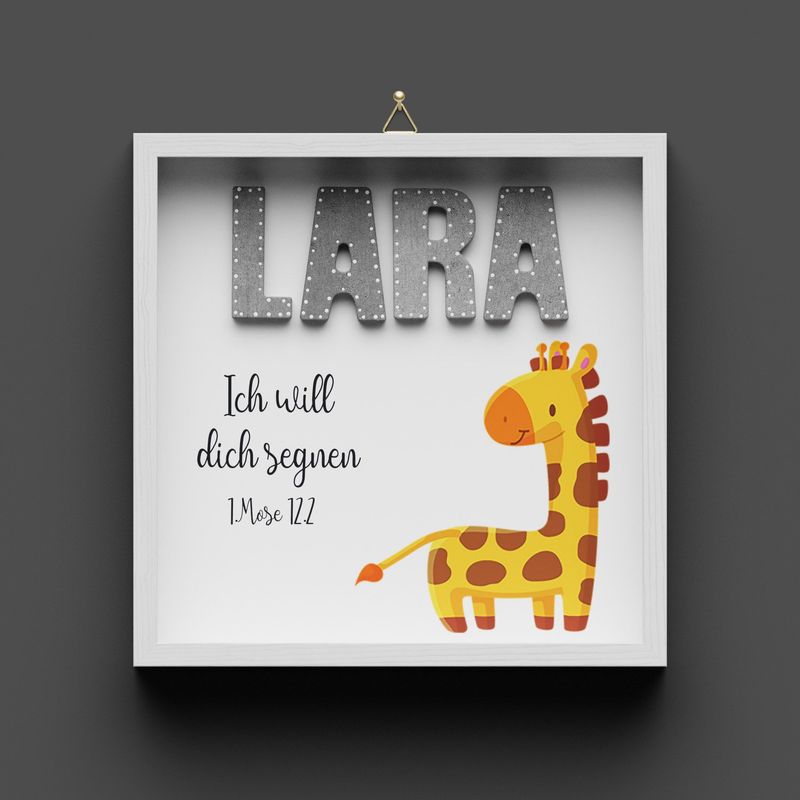 Wandbild aus Holz, Giraffe, ich will dich segnen