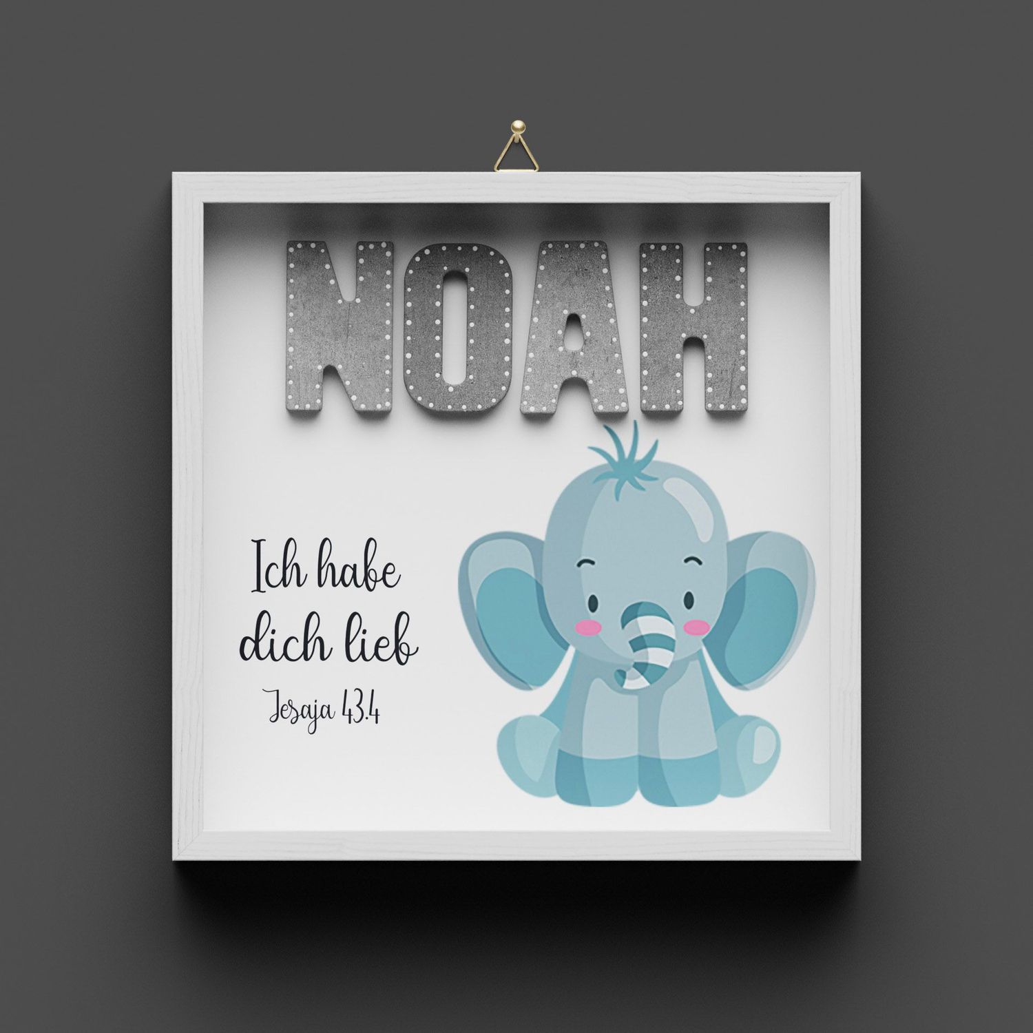 Wandbild aus Holz, Elefant, ich habe dich lieb