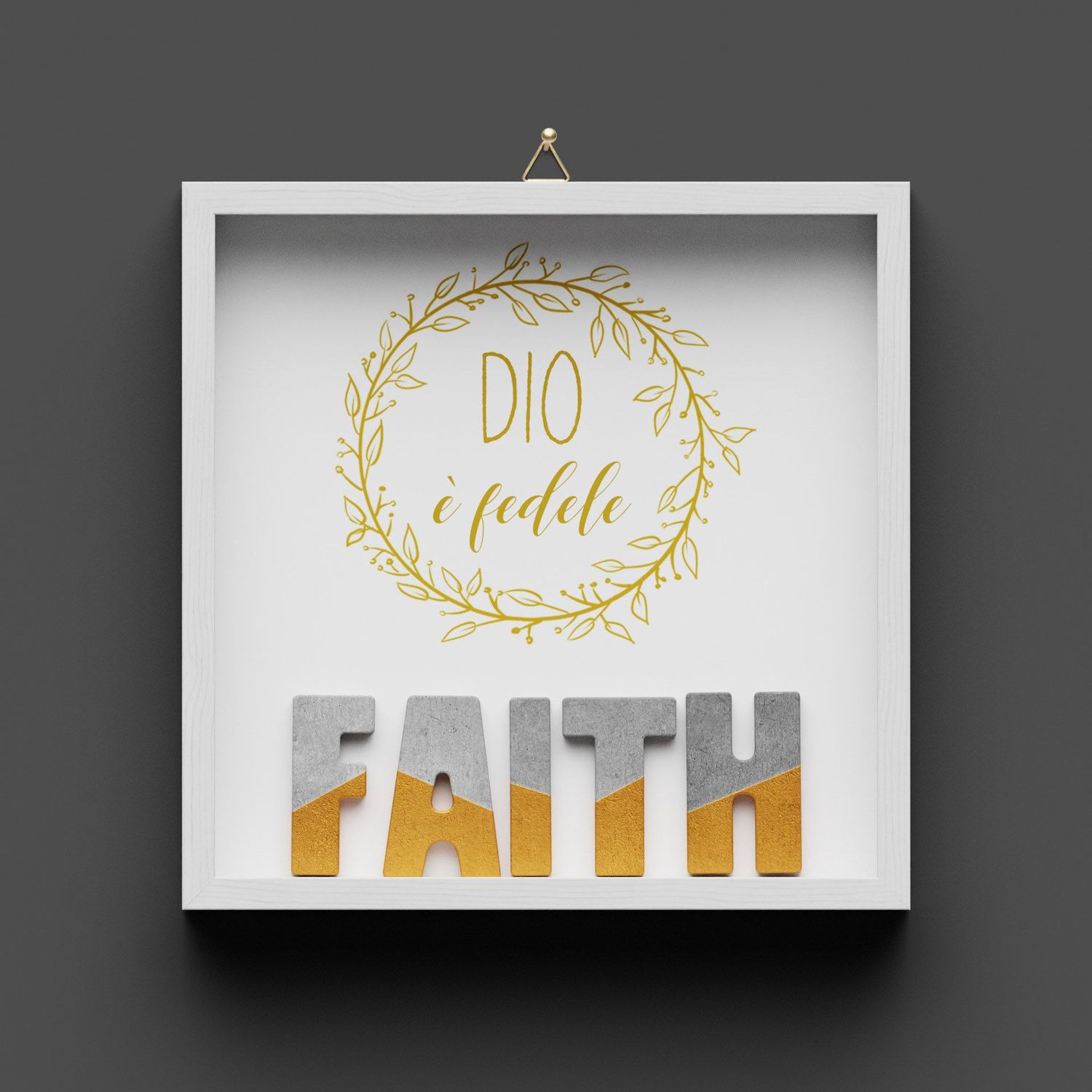 Quadro in legno "FAITH" oro, Dio è fedele