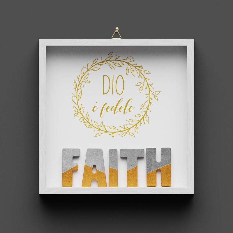 Quadro in legno "FAITH" oro, Dio è fedele