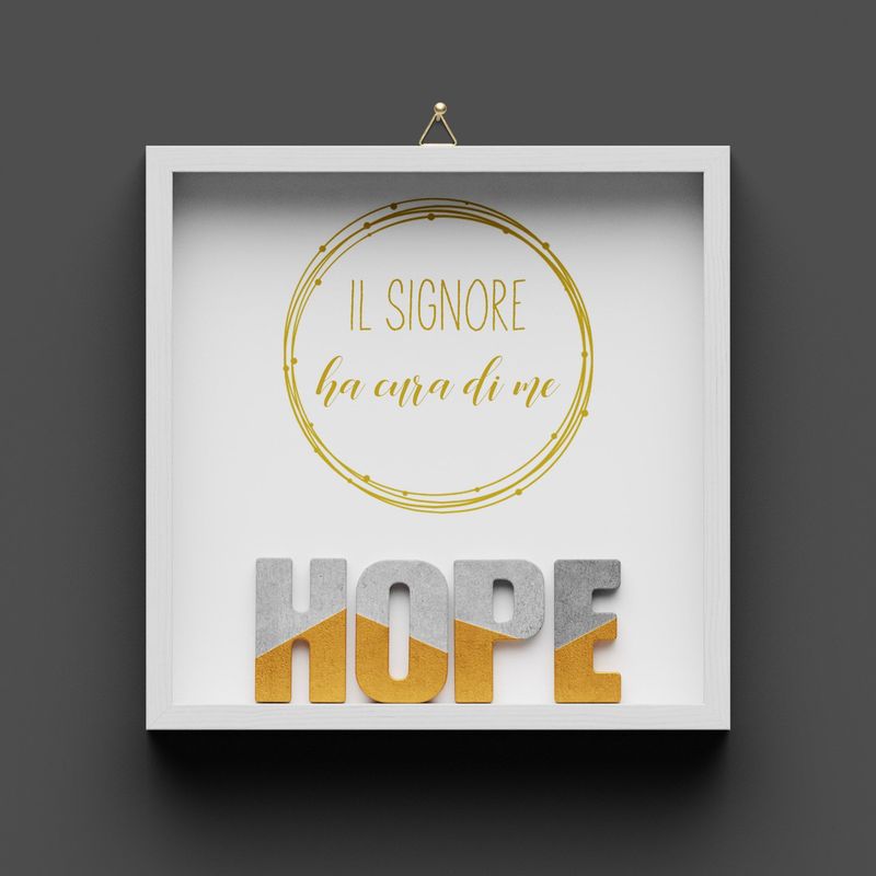 Quadro in legno "HOPE" oro, Il Signore ha cura di me