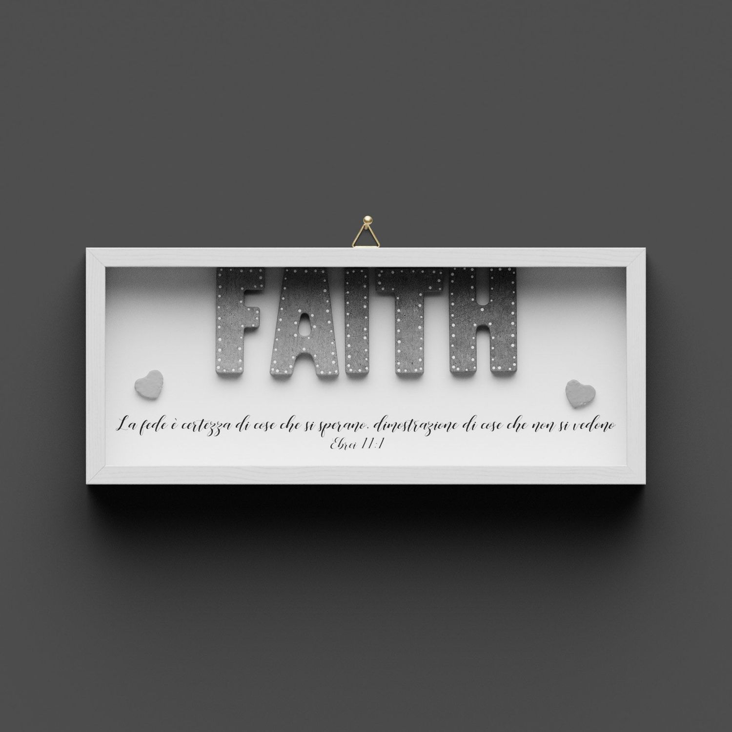 Quadro in legno corto "FAITH" Ebrei 11:1
