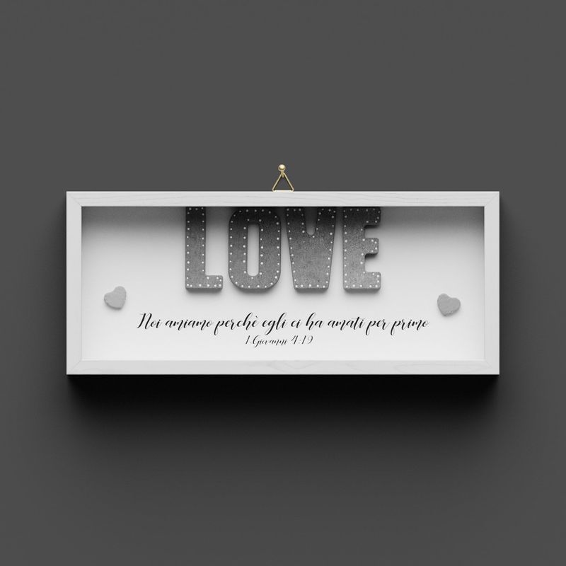 Quadro in legno corto "LOVE" 1. Giovanni 4:19