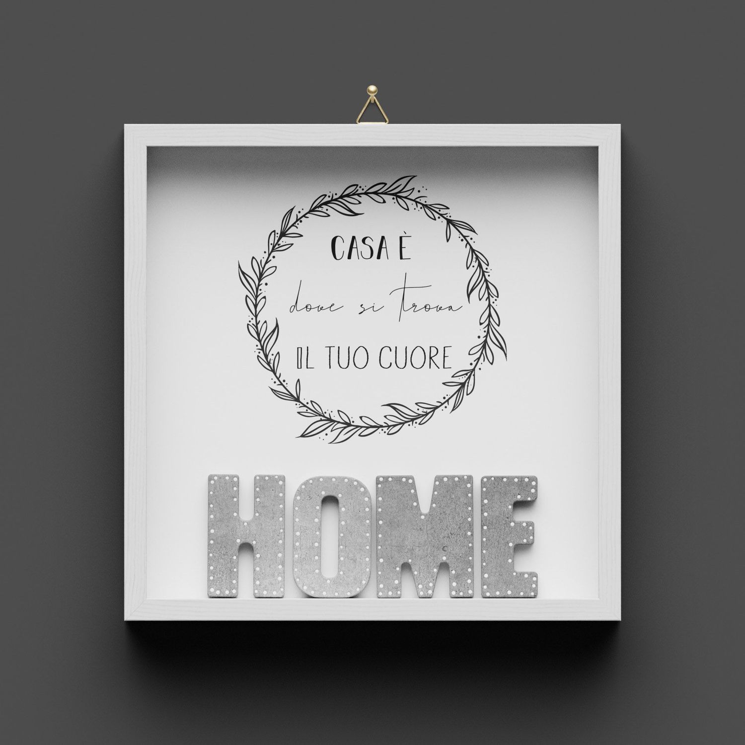 Quadro in legno, Casa "HOME" con puntini