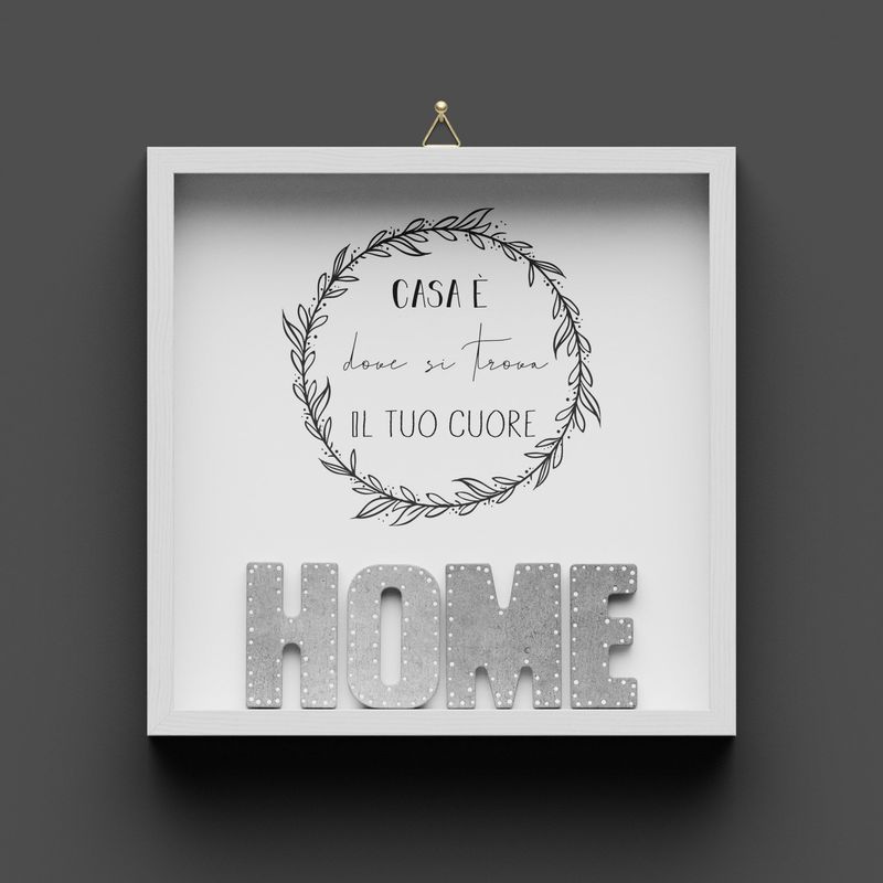 Quadro in legno, Casa "HOME" con puntini