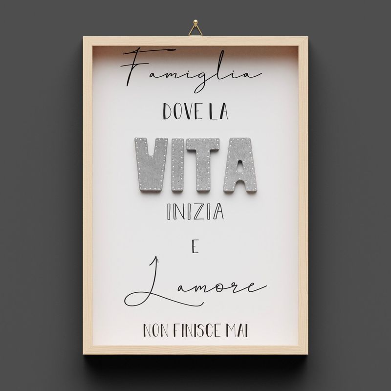 Quadro in legno, Famiglia "VITA" con puntini
