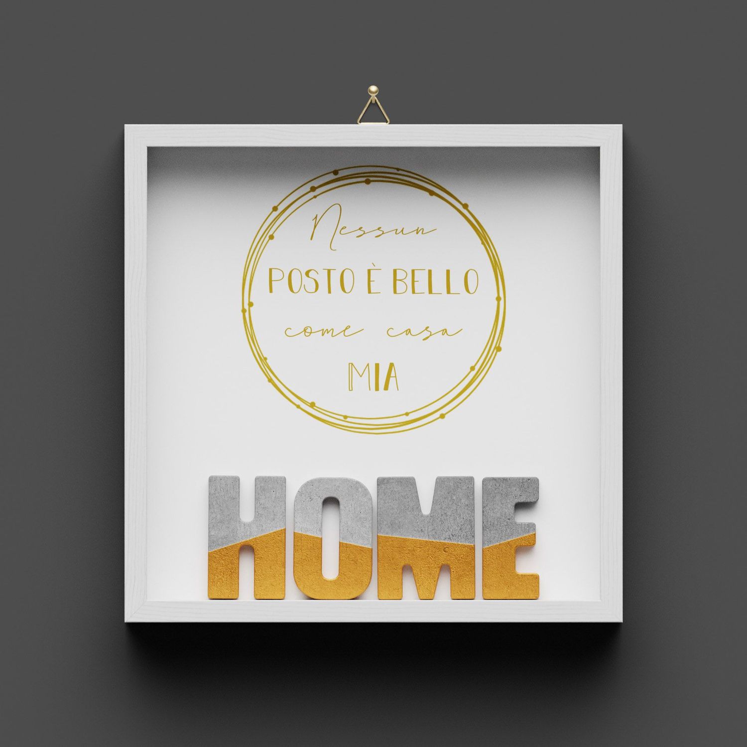 Quadro in legno, Casa mia "HOME" oro