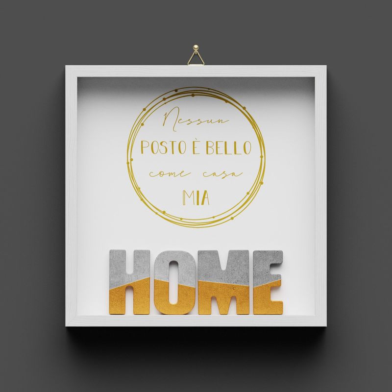 Quadro in legno, Casa mia "HOME" oro