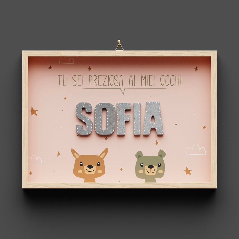 Quadro in legno, Preziosa "NOME" rosa
