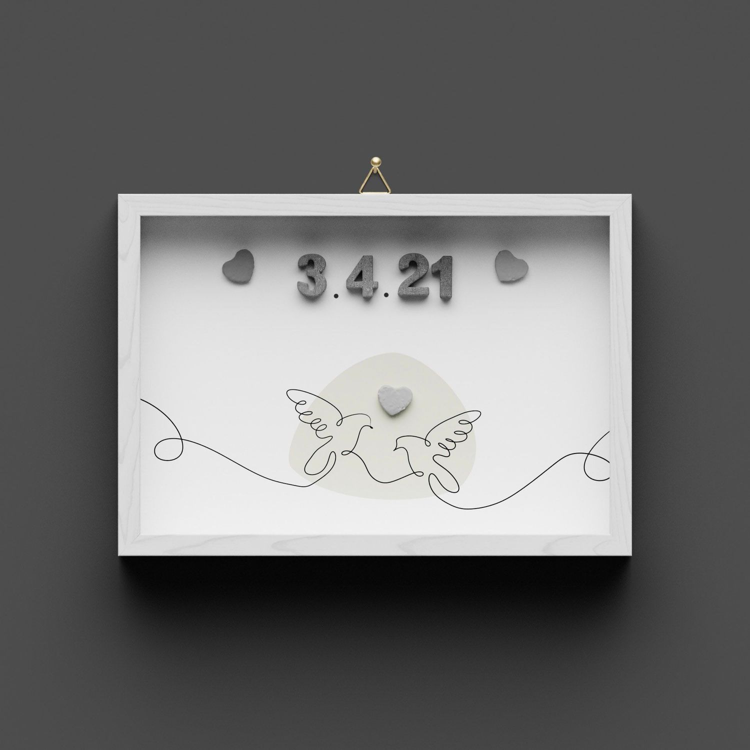 Wandbild aus Holz mit Datum Hochzeit, Datum personalisierbar (lieferbar Ende Februar 2025)