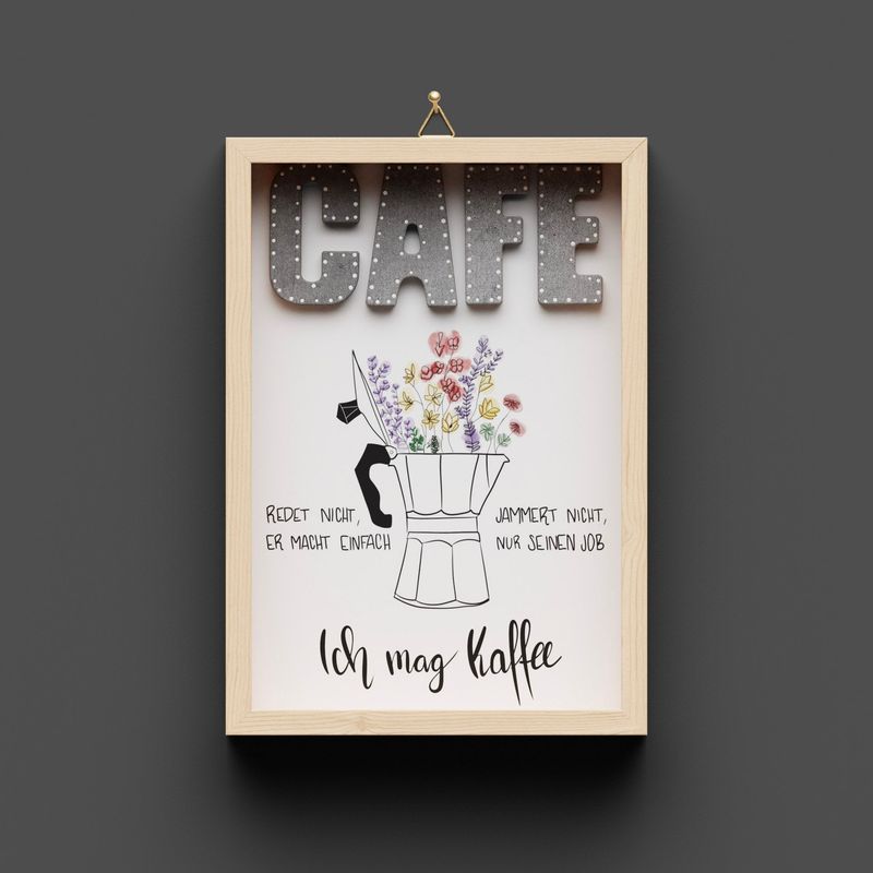 Wandbild aus Holz "CAFE", (lieferbar Ende Februar 2025)