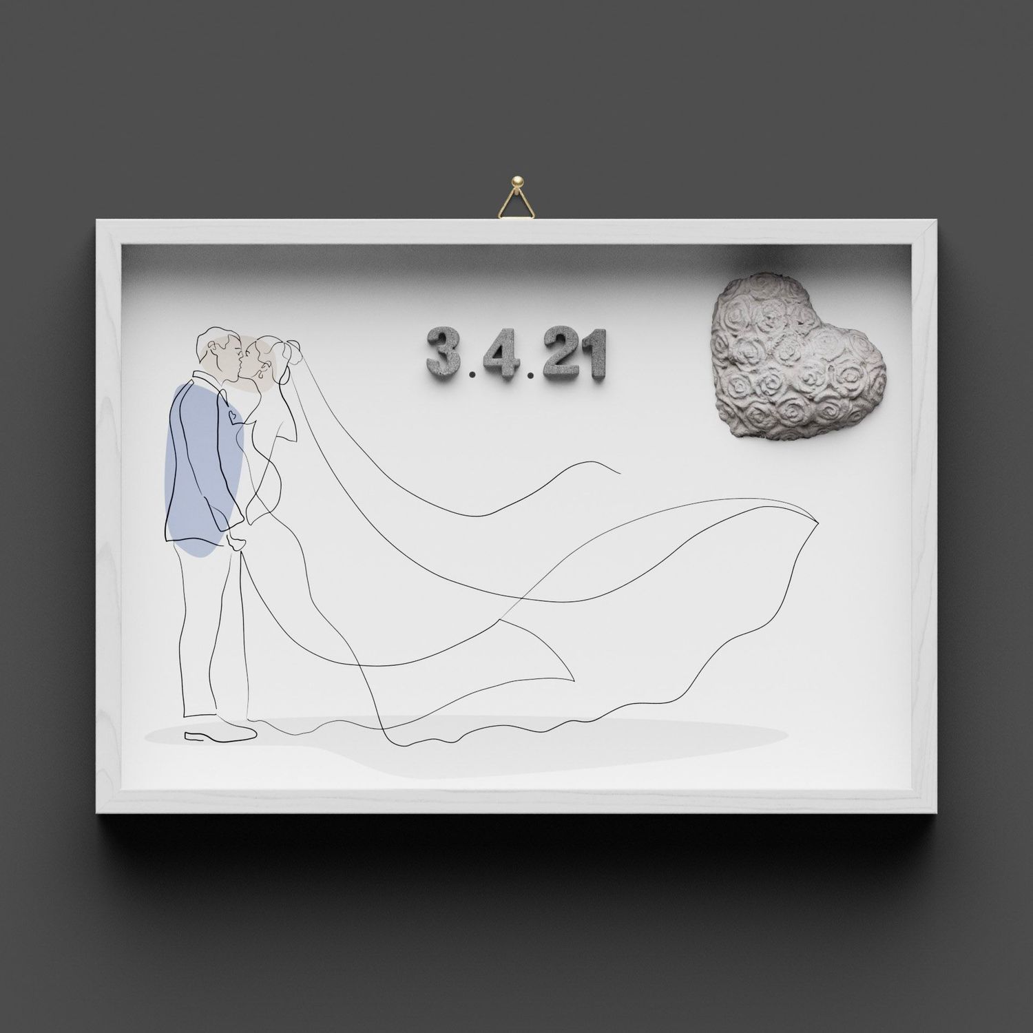 Wandbild aus Holz mit Datum Hochzeit, Datum personalisierbar (lieferbar Ende Februar 2025)