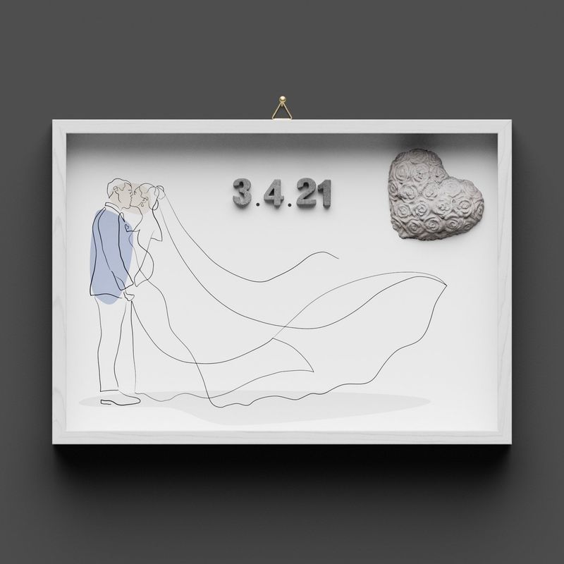 Wandbild aus Holz mit Datum Hochzeit, Datum personalisierbar (lieferbar Ende Februar 2025)