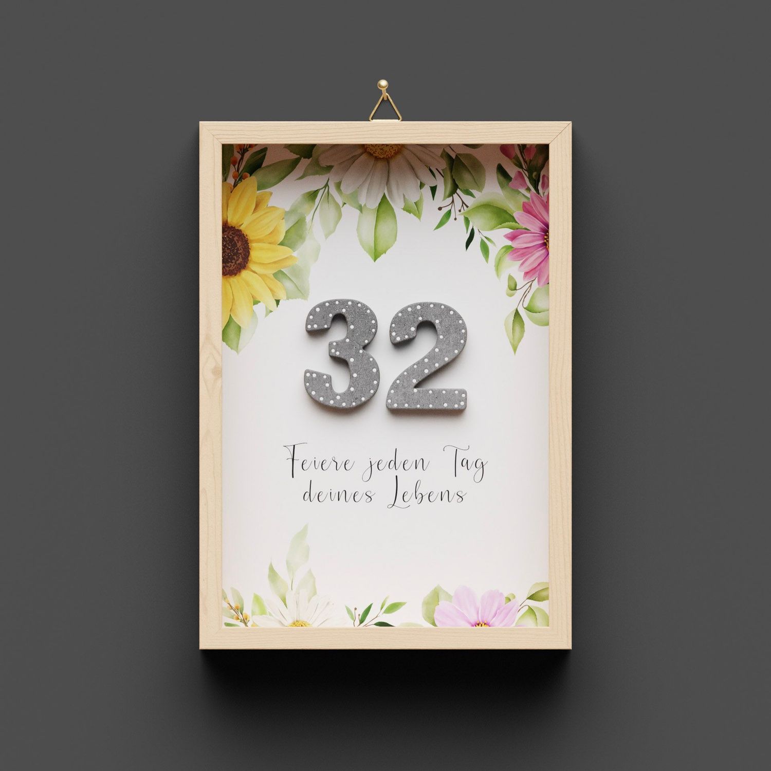 Wandbild aus Holz zum Geburtstag, Blumen, Zahlen personalisierbar, (lieferbar Ende Februar 2025)