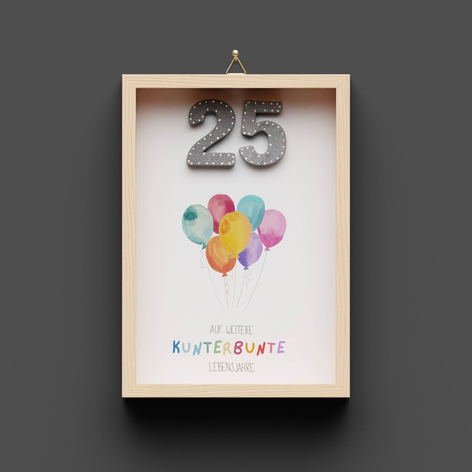 Wandbild aus Holz zum Geburtstag, Ballöne, Zahlen personalisierbar, (lieferbar Ende Februar 2025)