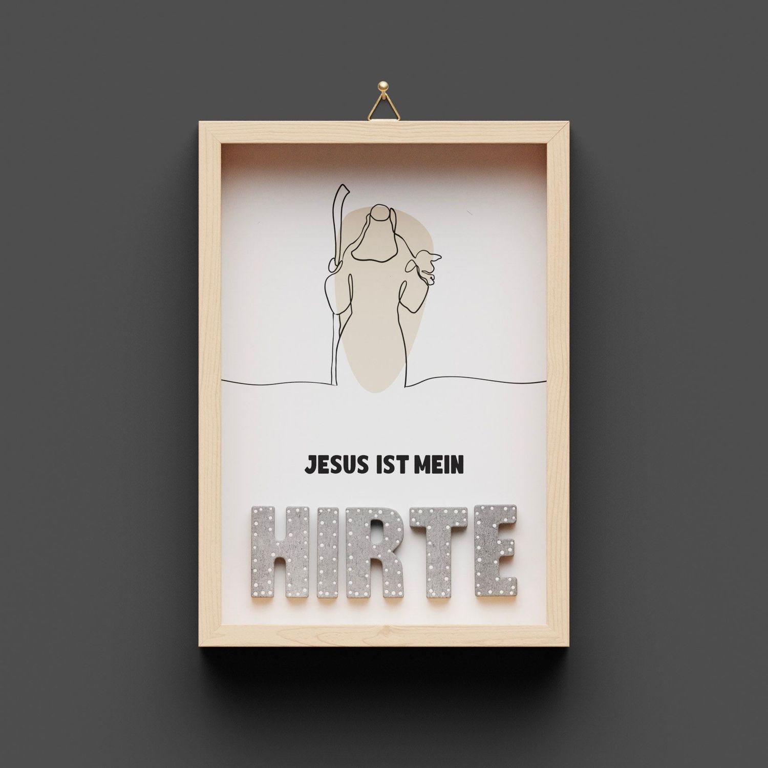 Wandbild aus Holz, "HIRTE"