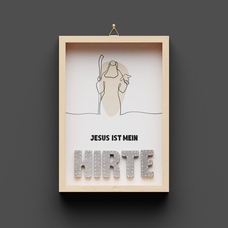 Wandbild aus Holz, "HIRTE"