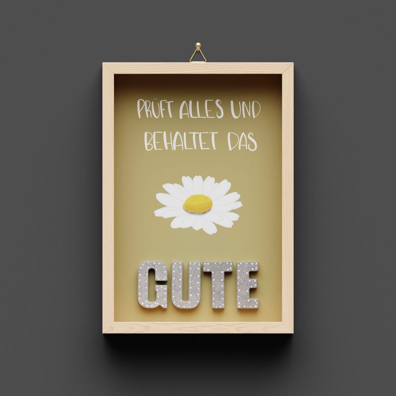 Wandbild aus Holz, "GUTE"