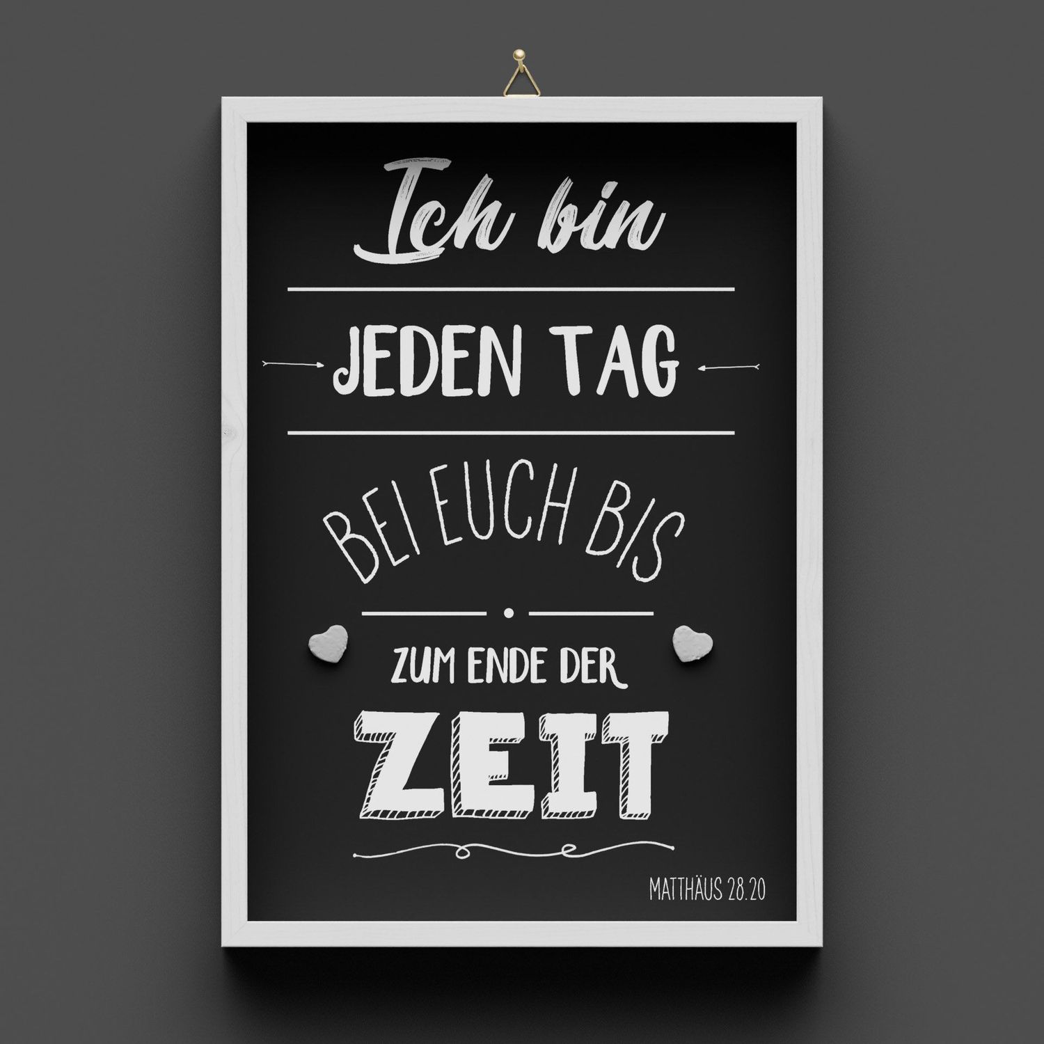 Wandbild aus Holz schwarz/weiss, Matthäus 28:20