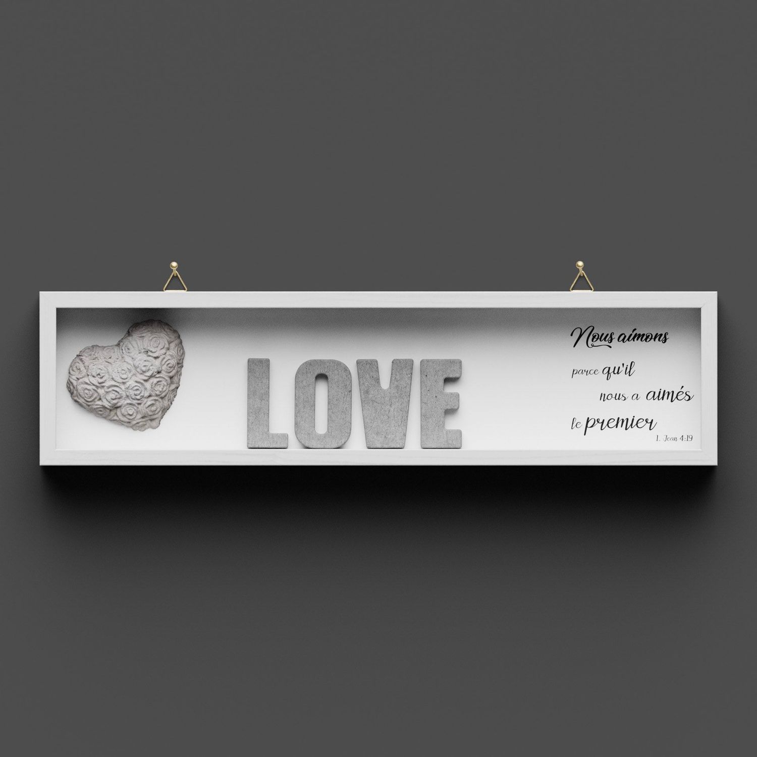 Cadre en bois "LOVE" 1. Jean 4.9