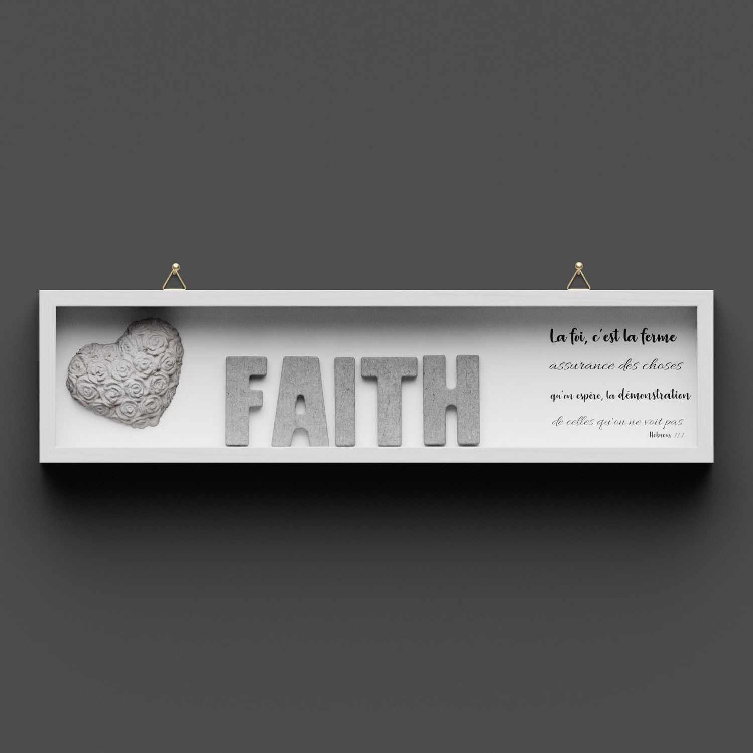 Cadre en bois "FAITH" Hébreux 11.1