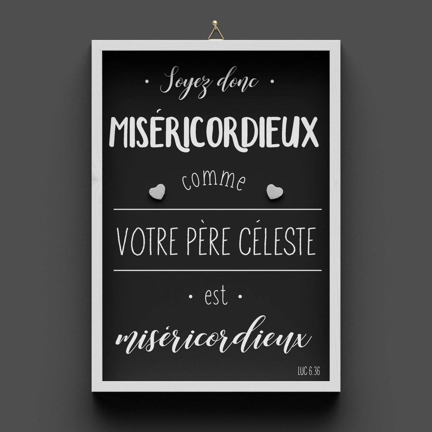 Cadre en bois blanc/noir, Luc 6.36