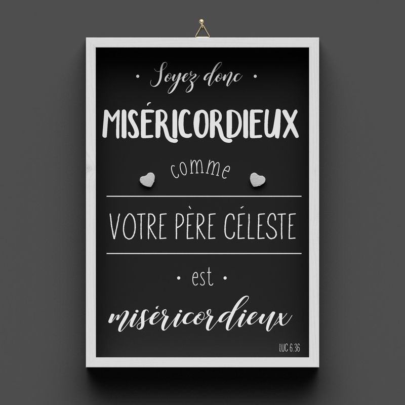 Cadre en bois blanc/noir, Luc 6.36