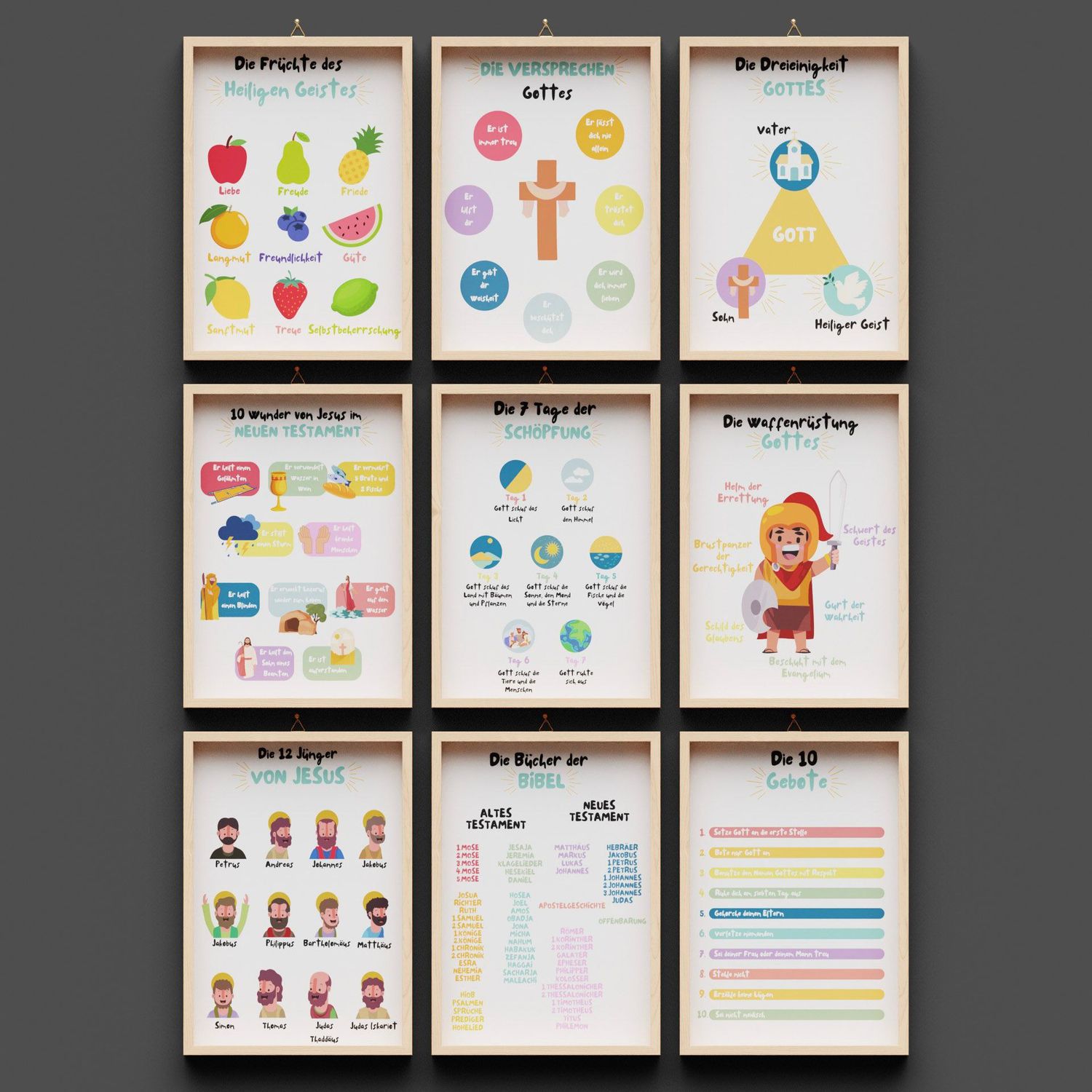 Set 9 Bilder Sonntagsschule, A4