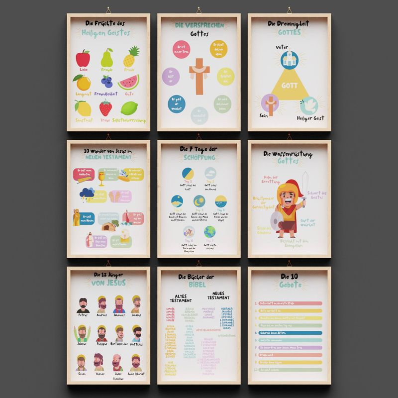 Set 9 Bilder Sonntagsschule, A4