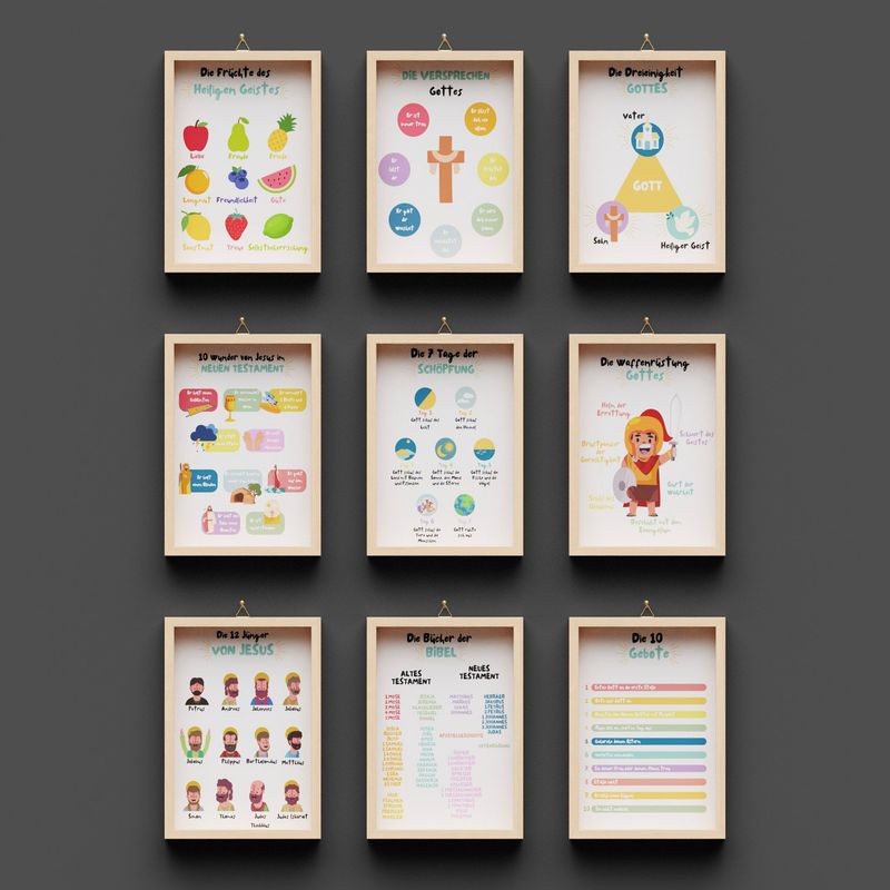 Set 9 Bilder Sonntagsschule, A5