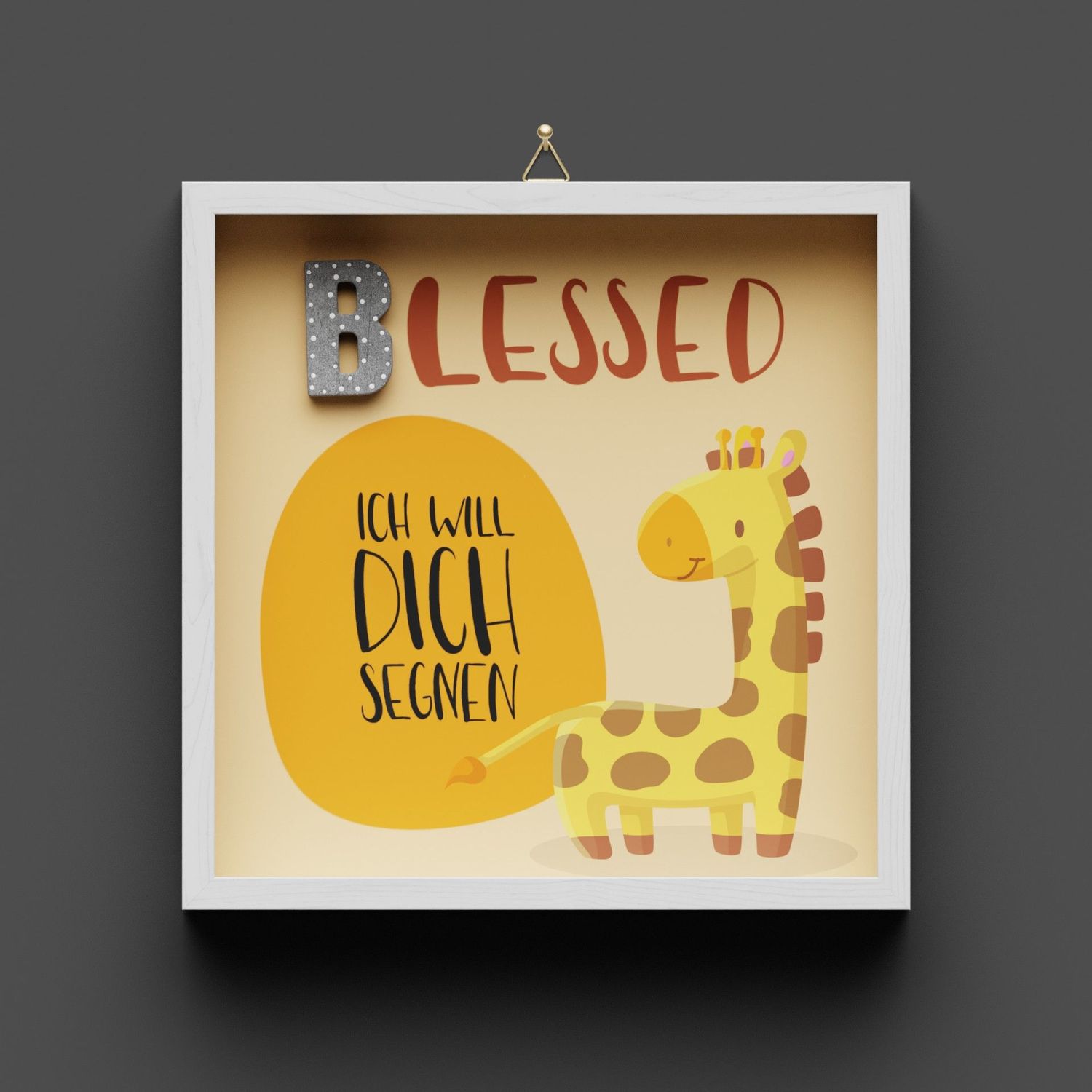 Wandbild aus Holz "BLESSED" Giraffe, 1.Mose 12:2, nicht personalisierbar