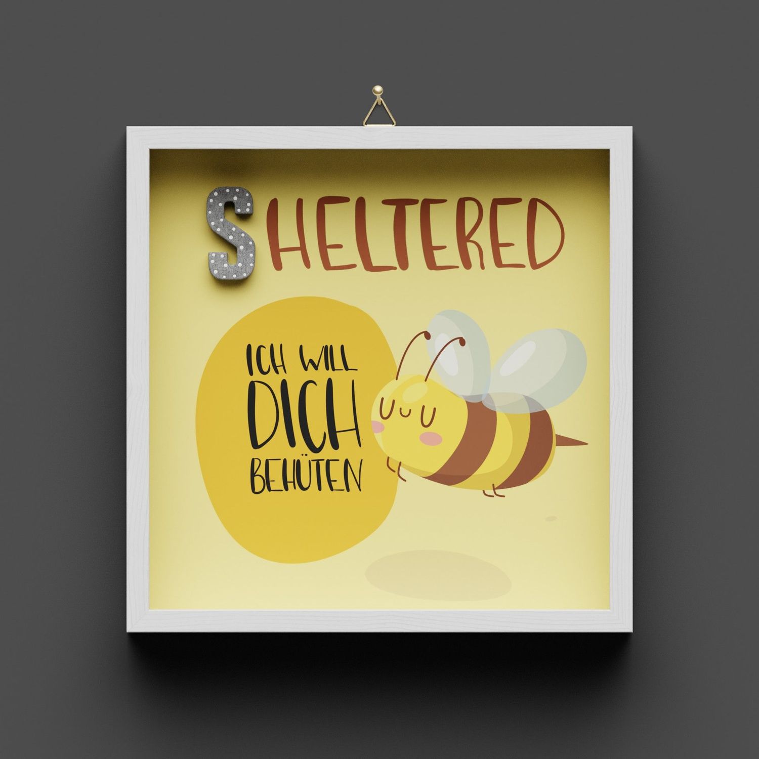 Wandbild aus Holz "GUARDED" Biene, Psalm 91:11, nicht personalisierbar