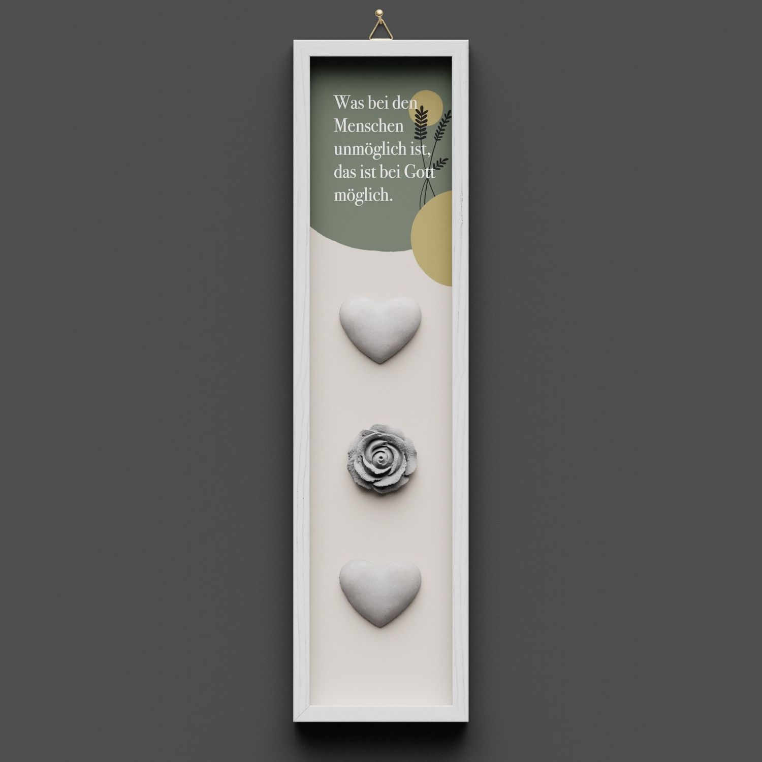 Wandbild aus Holz lang, Lukas 18:27