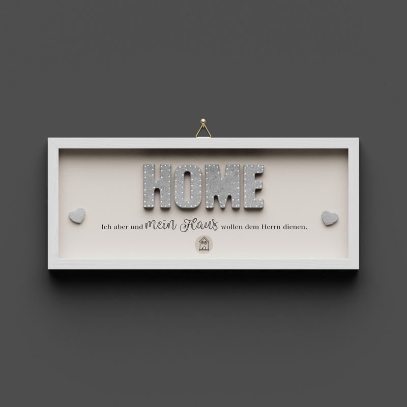 Wandbild aus Holz kurz "HOME"