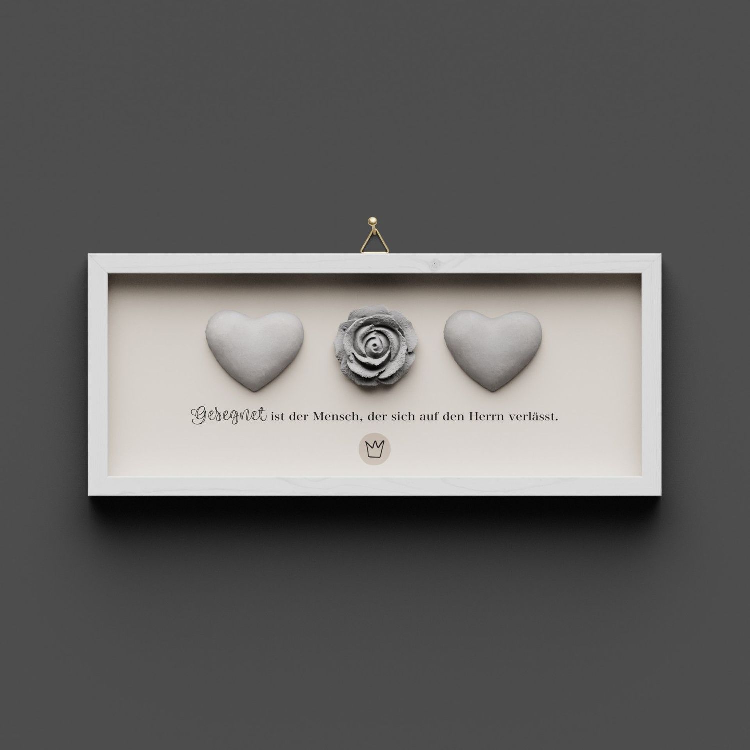 Wandbild aus Holz kurz mit Herzen und Rose