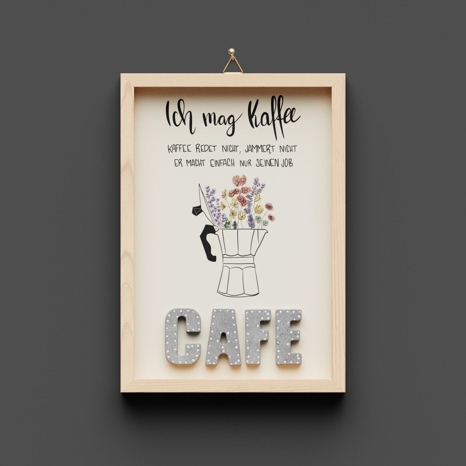 Wandbild aus Holz "CAFE"