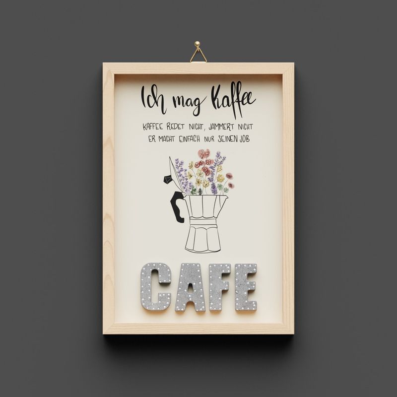 Wandbild aus Holz "CAFE"