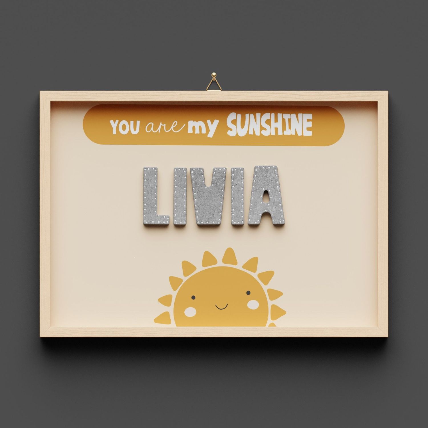 Wandbild aus Holz mit Namen personalisierbar, Sunshine
