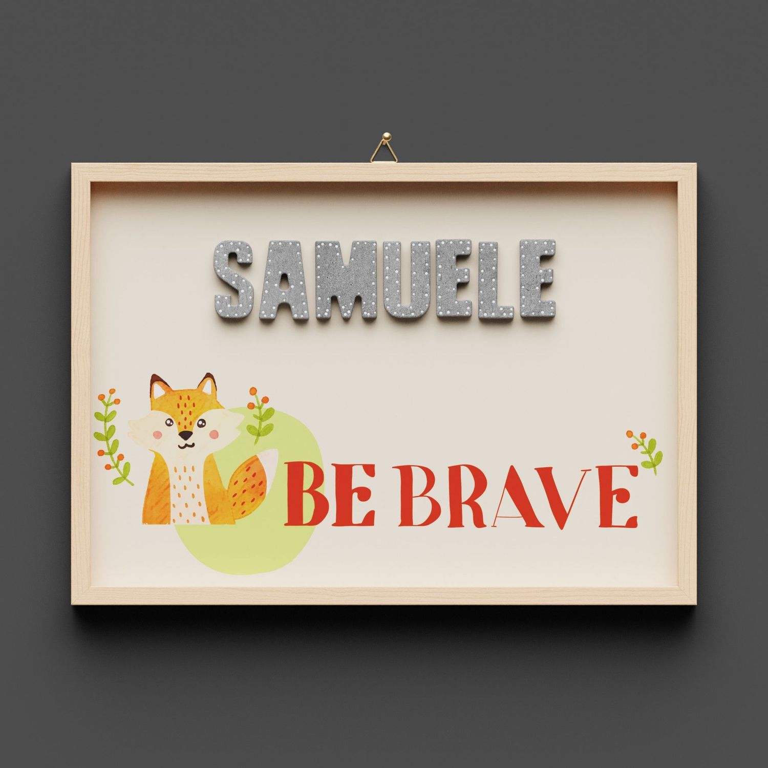 Wandbild aus Holz mit Namen personalisierbar, Be Brave