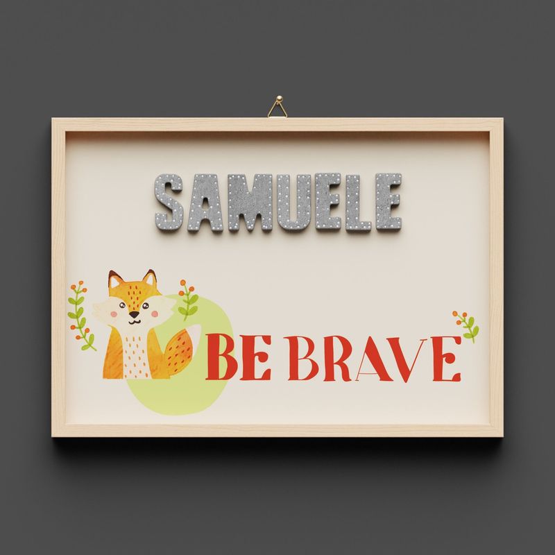 Wandbild aus Holz mit Namen personalisierbar, Be Brave